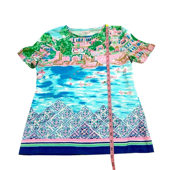 Talbots Multicolor Seaside Print Mosaic Floral Top Size Medium - Picture 4 of 7